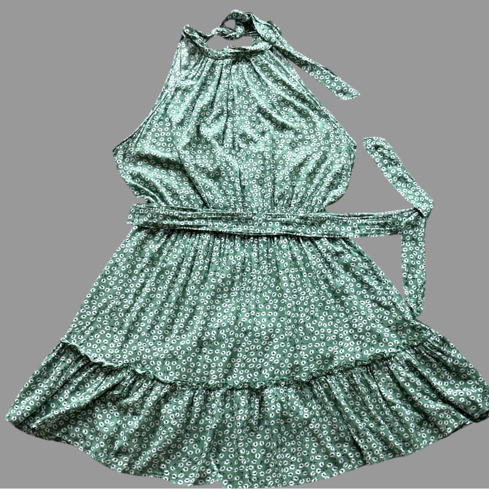 SHEIN Green Floral Mini Dress